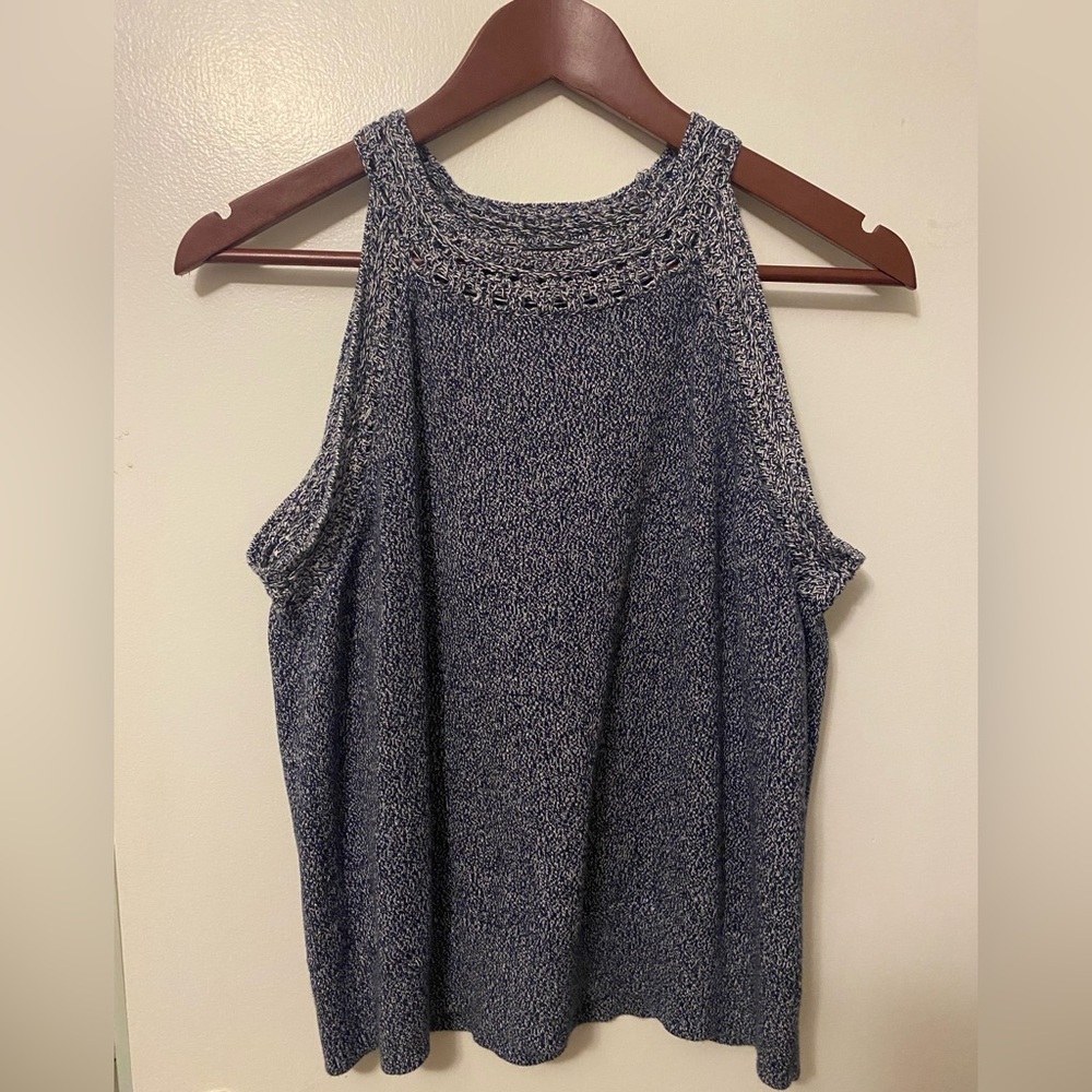 Ann Taylor Factory Navy and White Knit Top